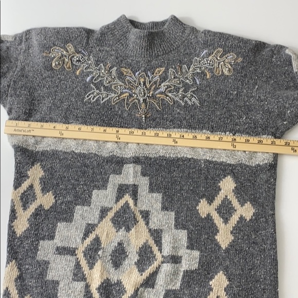 3/$20 Vintage Santoria Silk Angora Hair Beaded Sweater Grandma Medium Lambswool - Picture 8 of 14